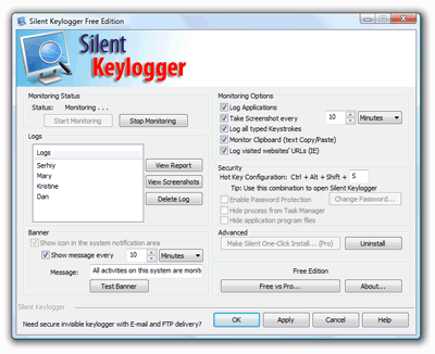 Silent Keylogger Free Edition screen shot